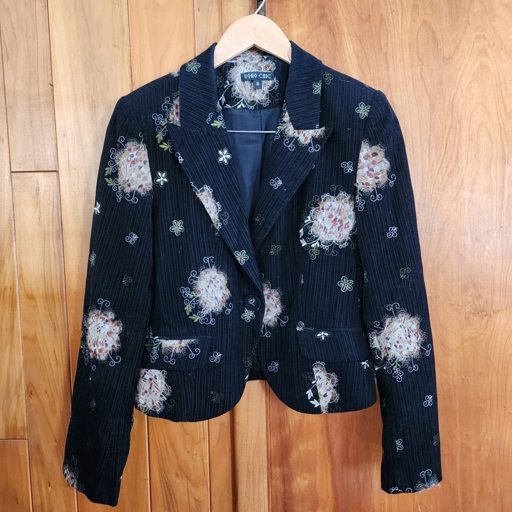 Witchy Whimsigoth Blazer Jacket Dark Cottage Bontanist Artsy Black 8 Medium
